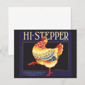 Kunst van vintage fruitkratlabel, Hi Stepper Kip (Voorkant / Achterkant)