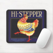 Kunst van vintage fruitkratlabel, Hi Stepper Kip Muismat (Met muis)