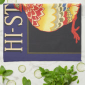 Kunst van vintage fruitkratlabel, Hi Stepper Kip Theedoek (Gevouwen)