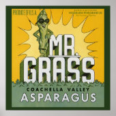 Kunst van vintage fruitkratlabel Hr. Grass Asperge Poster (Voorkant)