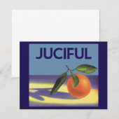Kunst van vintage fruitkratlabel, Juciful Sinaasap (Voorkant / Achterkant)