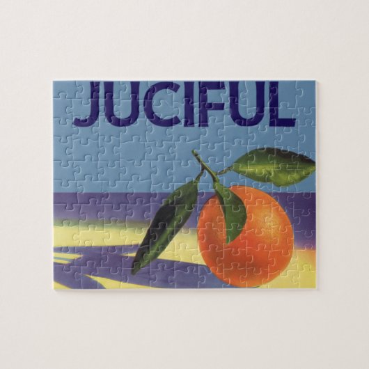 Kunst van vintage fruitkratlabel, Juciful Sinaasap Legpuzzel (Horizontaal)