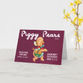 Kunst van vintage fruitkratlabel met biggetje pere kaart (Gele Bloem)