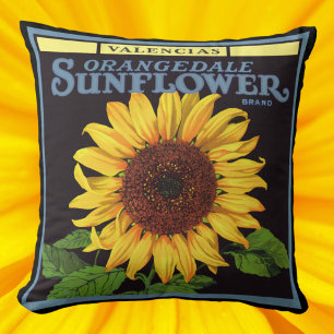 Kunst van vintage fruitkratlabel Orangedale Sunflo Kussen