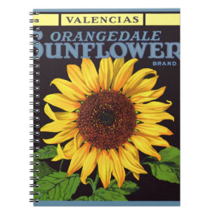 Kunst van vintage fruitkratlabel Orangedale Sunflo Notitieboek