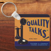 Kunst van vintage fruitkratlabel, ouderwetse telef sleutelhanger (Voorkant)