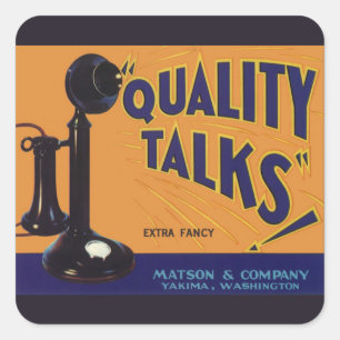 Kunst van vintage fruitkratlabel, ouderwetse telef vierkante sticker