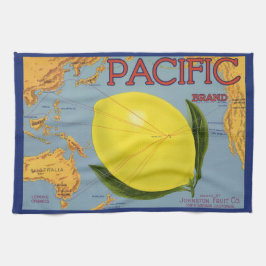 Kunst van vintage fruitkratlabel Pacific Citroen C Theedoek