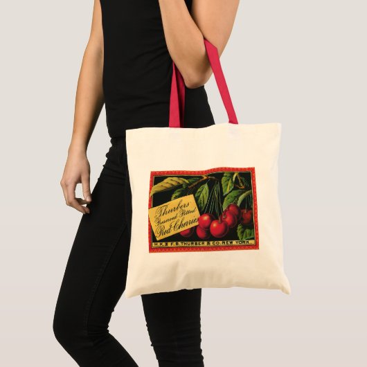 Kunst van vintage fruitkratlabel, Thurber-kersen Tote Bag (Voorkant (product))
