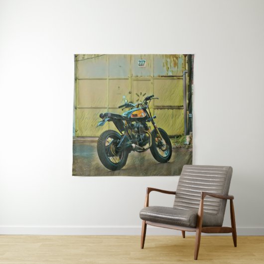Kunst van vintage motorfietsen wandkleed (In situ)