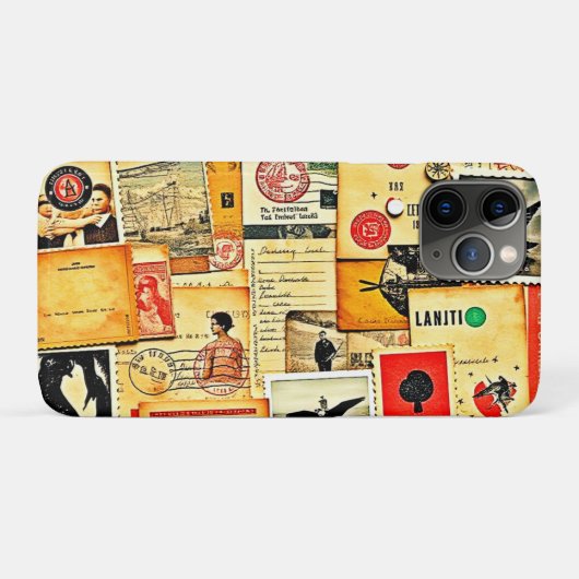 Kunst van vintage papiercollage Case-Mate iPhone case (Achterkant (horizontaal))