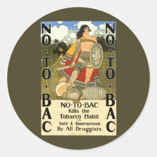 Kunst van vintage productlabel, geen bac, stoppen ronde sticker