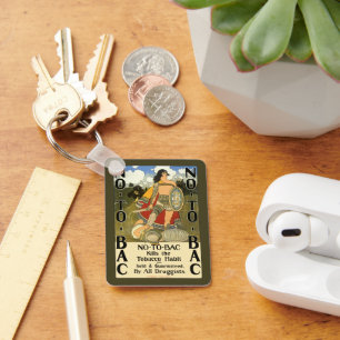 Kunst van vintage productlabel, geen bac, stoppen  sleutelhanger