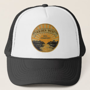Kunst van vintage productlabel, Golden West Oil Co Trucker Pet