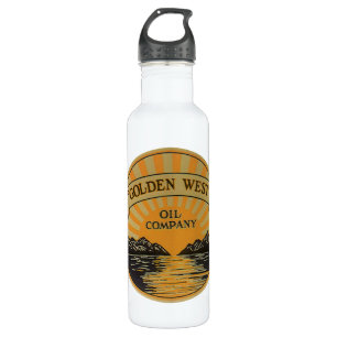 Kunst van vintage productlabel, Golden West Oil Co Waterfles