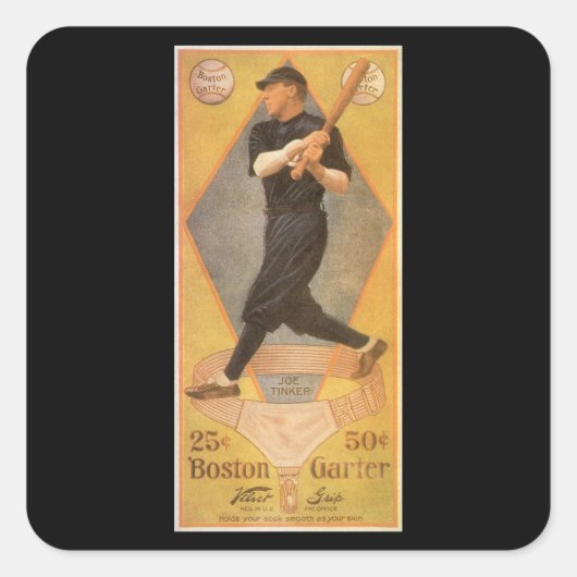 Kunst van vintage productlabels, Boston Garter voo Vierkante Sticker (Voorkant)