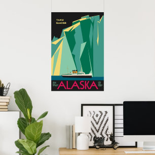 Kunst van vintage reisposter Alaska, Taku-gletsjer Poster