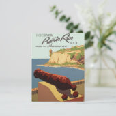 Kunst van vintage-reisposter, Ontdek Puerto Rico! (Staand voorkant)