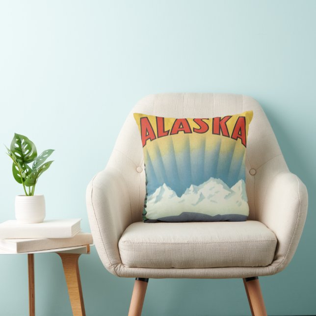 Kunst van vintage reisposter uit Alaska, landschap Kussen (Stoel)