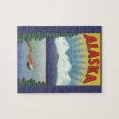 Kunst van vintage reisposter uit Alaska, landschap Legpuzzel (Horizontaal)