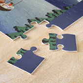 Kunst van vintage reisposter uit Alaska, landschap Legpuzzel (Zijkant)