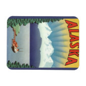 Kunst van vintage reisposter uit Alaska, landschap Magneet (Horizontaal)