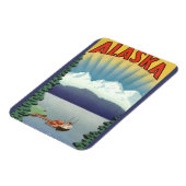 Kunst van vintage reisposter uit Alaska, landschap Magneet (Linkerzijde)