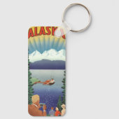 Kunst van vintage reisposter uit Alaska, landschap Sleutelhanger (Achterkant)