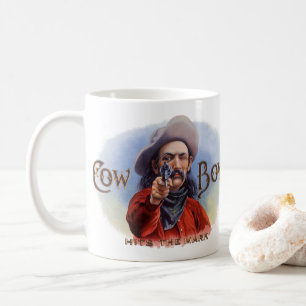 Kunst van vintage sigarettenlabel, Cowboy raakt de Koffiemok