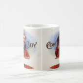 Kunst van vintage sigarettenlabel, Cowboy raakt de Koffiemok (Center)