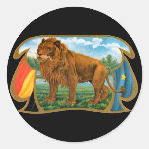 Kunst van vintage sigarettenlabels, Leeuw, Koning  Ronde Sticker