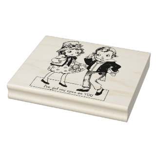Kunst van vintage Valentijnskaarten voor jongen en Rubberstempel