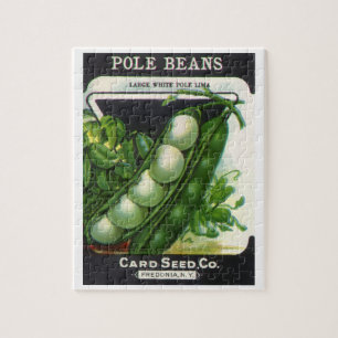 Kunst van vintage zaadpaketlabels, stok limabonen legpuzzel