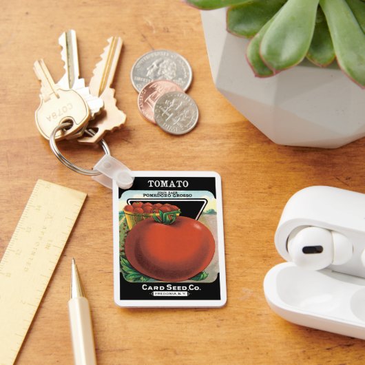 Kunst van vintage zaadpaketlabels, Tomaten Pomodor Sleutelhanger (Bureau)