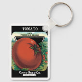 Kunst van vintage zaadpaketlabels, Tomaten Pomodor Sleutelhanger (Achterkant)