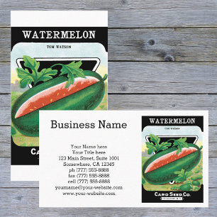 Kunst van vintage zaadpaketlabels, watermeloenen f visitekaartje
