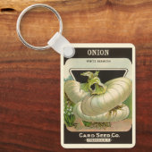 Kunst van vintage zaadpaketlabels Witte Bermudase Sleutelhanger (Voorkant)