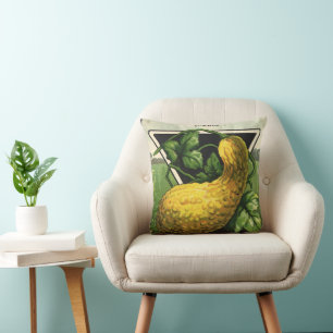 Kunst van vintage zaadpakketlabel Gele Zomerpompoe Kussen