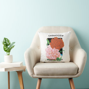 Kunst van vintage zaadpakketlabels, anjers bloemen kussen