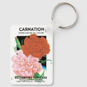 Kunst van vintage zaadpakketlabels, Anjers Bloemen Sleutelhanger (Achterkant)