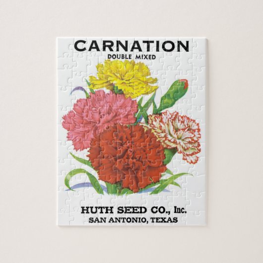 Kunst van vintage zaadpakketlabels, anjers legpuzzel (Verticaal)