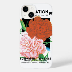 Kunst van vintage zaadpakketlabels, anjersbloemen Case-Mate iPhone 14 hoesje
