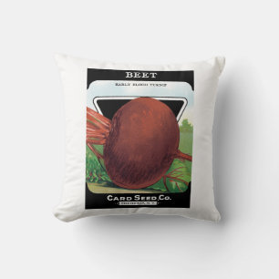 Kunst van vintage zaadpakketlabels, bietengroenten kussen