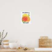 Kunst van vintage zaadpakketlabels, Calendula bloe Poster (Keuken)