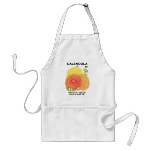 Kunst van vintage zaadpakketlabels, Calendula-bloe Standaard Schort