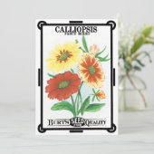 Kunst van vintage zaadpakketlabels, Calliopsis-blo (Staand voorkant)