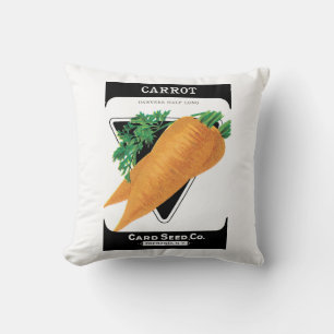 Kunst van vintage zaadpakketlabels, Danvers-wortel Kussen