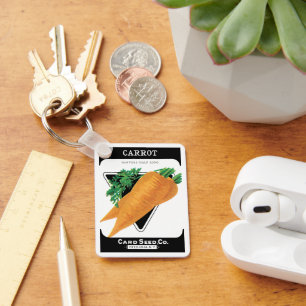 Kunst van vintage zaadpakketlabels, Danvers-wortel Sleutelhanger