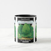 Kunst van vintage zaadpakketlabels, groene kool mok (Midden)