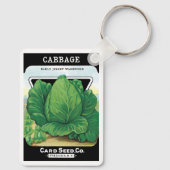 Kunst van vintage zaadpakketlabels, groene kool sleutelhanger (Achterkant)